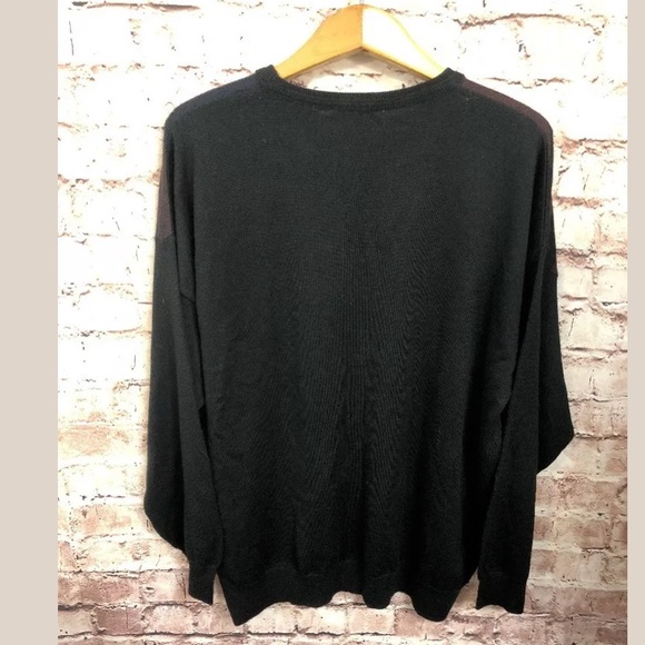 Cellini Large XL Italy Sweater Wool Blend Black - Picture 3 of 3